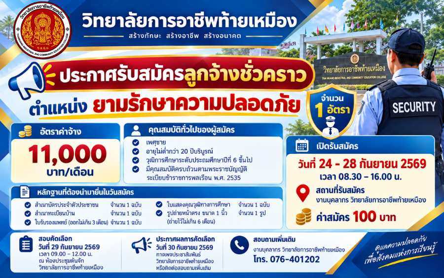 ประกาศ เรื่องรับสมัครลูกจ้างชั่วคราว