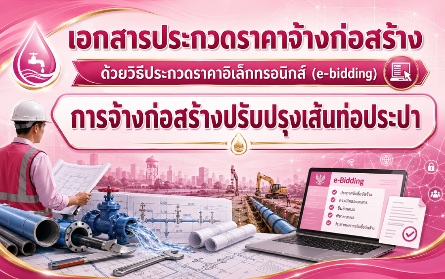 เอกสารประกวดราคาจ้างก่อสร้างด้วยวิธีประกวดราคาอิเล็กทรอนิกส์ (e-bidding) การจ้างก่อสร้างปรับปรุงเส้นท่อประปา